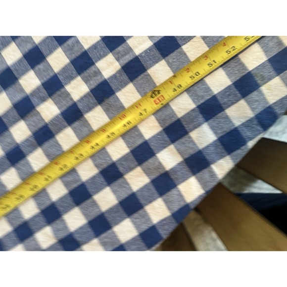 Vintage 100% Cotton Cottage Check Blue White Check Tablecloth 63" Round - Picture 3 of 5